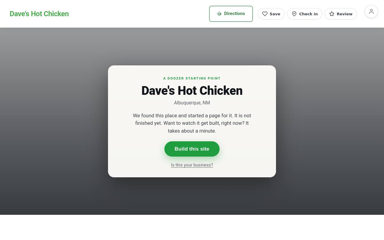 Preview of your live website