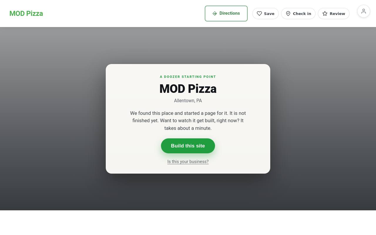 Preview of your live website