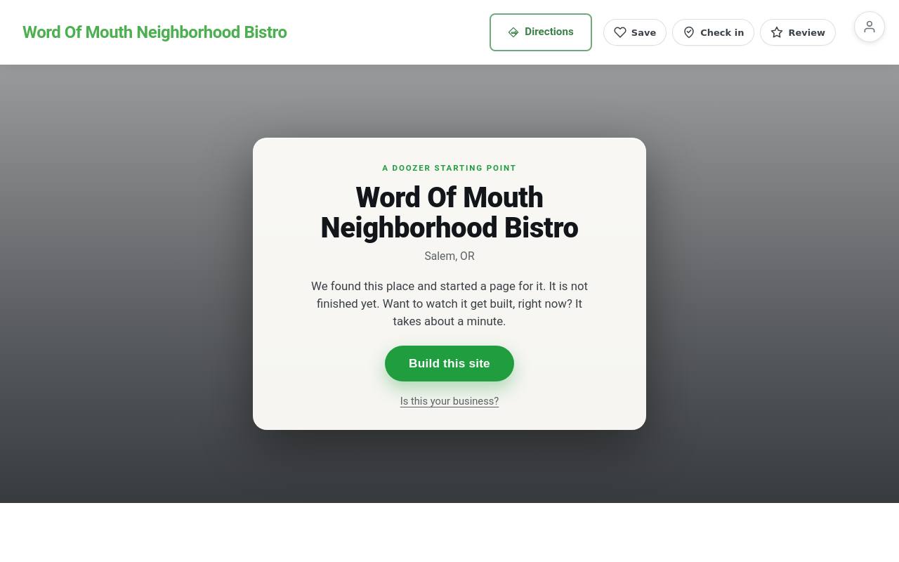 Preview of your live website